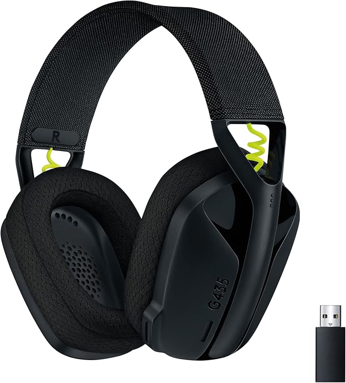 Logitech G435 Lightspeed & Bluetooth Wireless Gaming Headset - Lightweight Over-Ear Headphones, Built-in mics, 18h Batter...