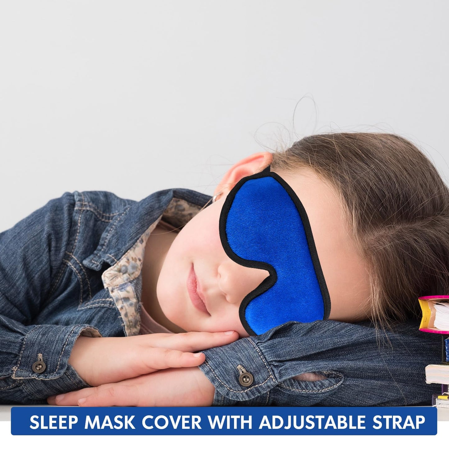 Coume Sleep Mask for Kids 3D Sleeping Blindfold Memory Foam Contoured Eye Mask with Blocking Light with Adjustable Strap(Dark Blue)