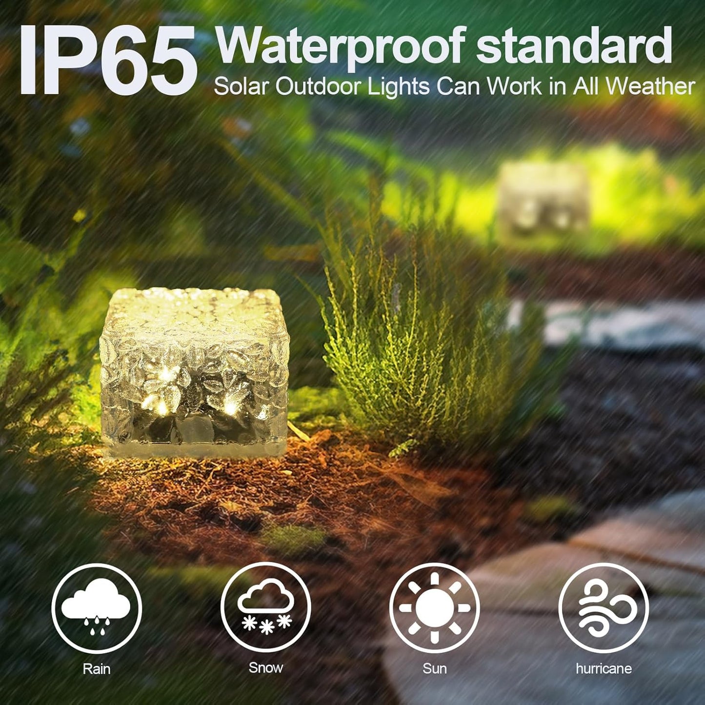 Solar Brick Lights-Outdoor Solar Lights for Yard-Solar Brick Landscape Path Light 6 Pack LED Light Brick Garden Decor for Pathway Patio Walkway Backyard Decoration