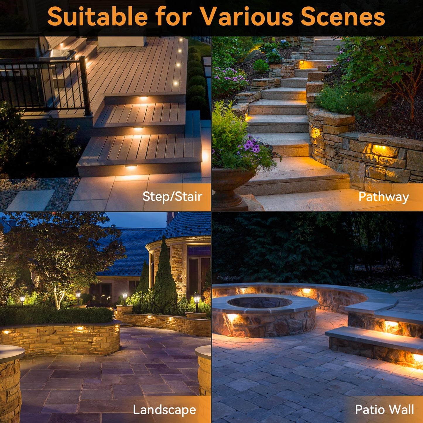 Jesled 12 Pack 7Inch Led Retaining Wall Lights  5W Landscape Lighting  Led Hardscape Lighting 12V Paver Lights Low Voltage Hardscape Lights  5W Outdoor Step Lights  2700K Warm White  Waterproof