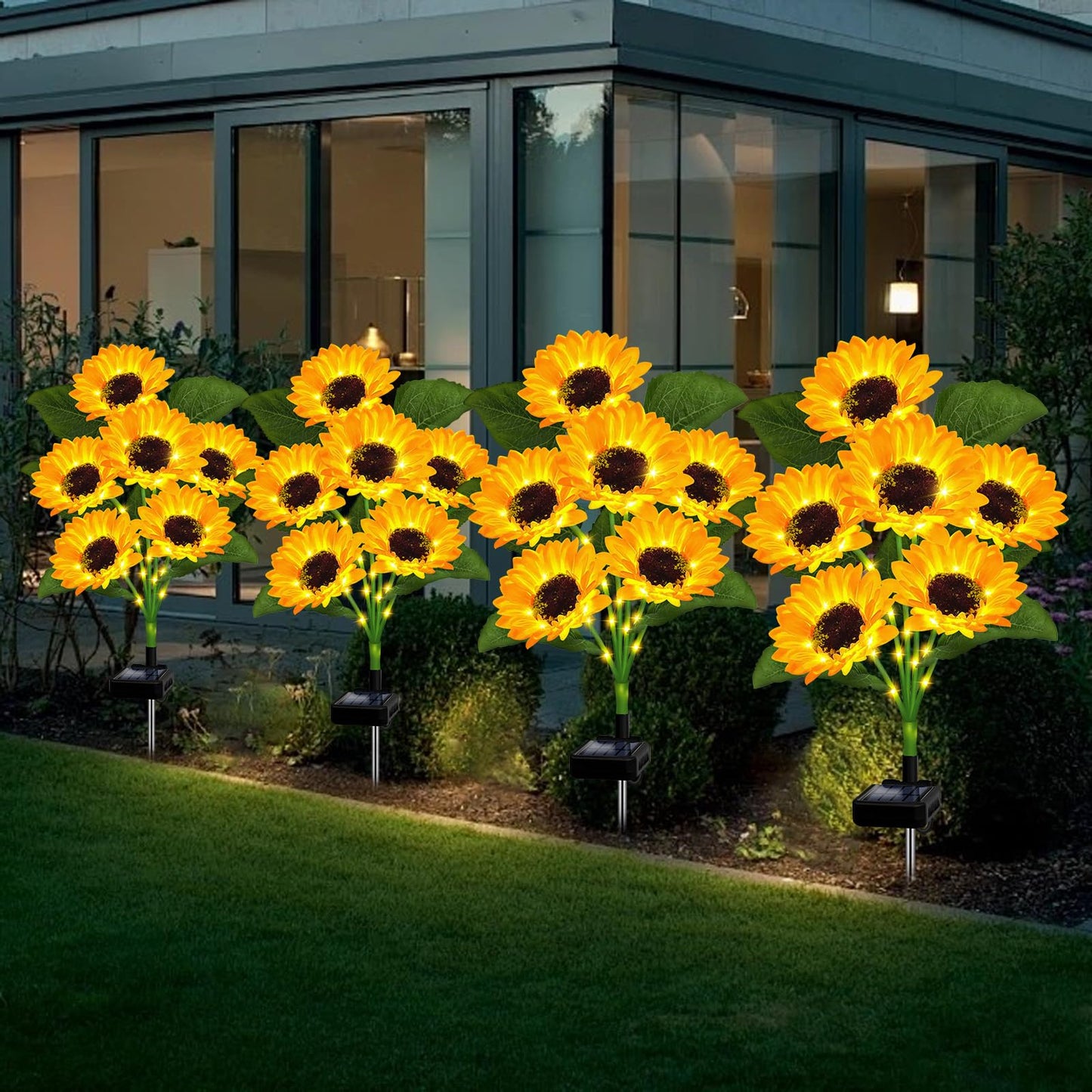 Solar Garden Lights Outdoor  2 Pack Sunflower Lights With 12 Sunflower  Waterproof 60 Led Garden Fall Decor  Gifts For Mom Grandma  Decorative Solar Flowers For Pathway Patio Yard Flowerbed Decoration