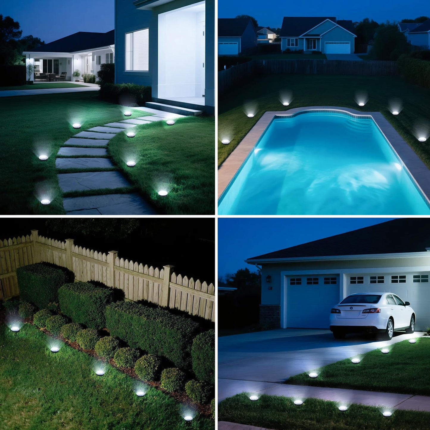 Vighep Mini Solar Ground Lights  2 Pack Solar Lights Outdoor Waterproof  Upgraded Led Flat Landscape Lighting For Outside Pathway Garden Patio Yard Driveway Cold White