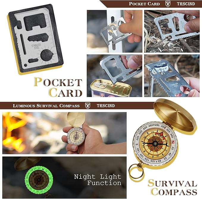 Gifts for Men Husband Dad Christmas, Survival Kit, Emergency Survival Gear and Equipment 14 in 1, Stocking Stuffers Birthday Gifts for Him Boyfriend, Hunting Fishing Camping Accessories, Cool Gadget