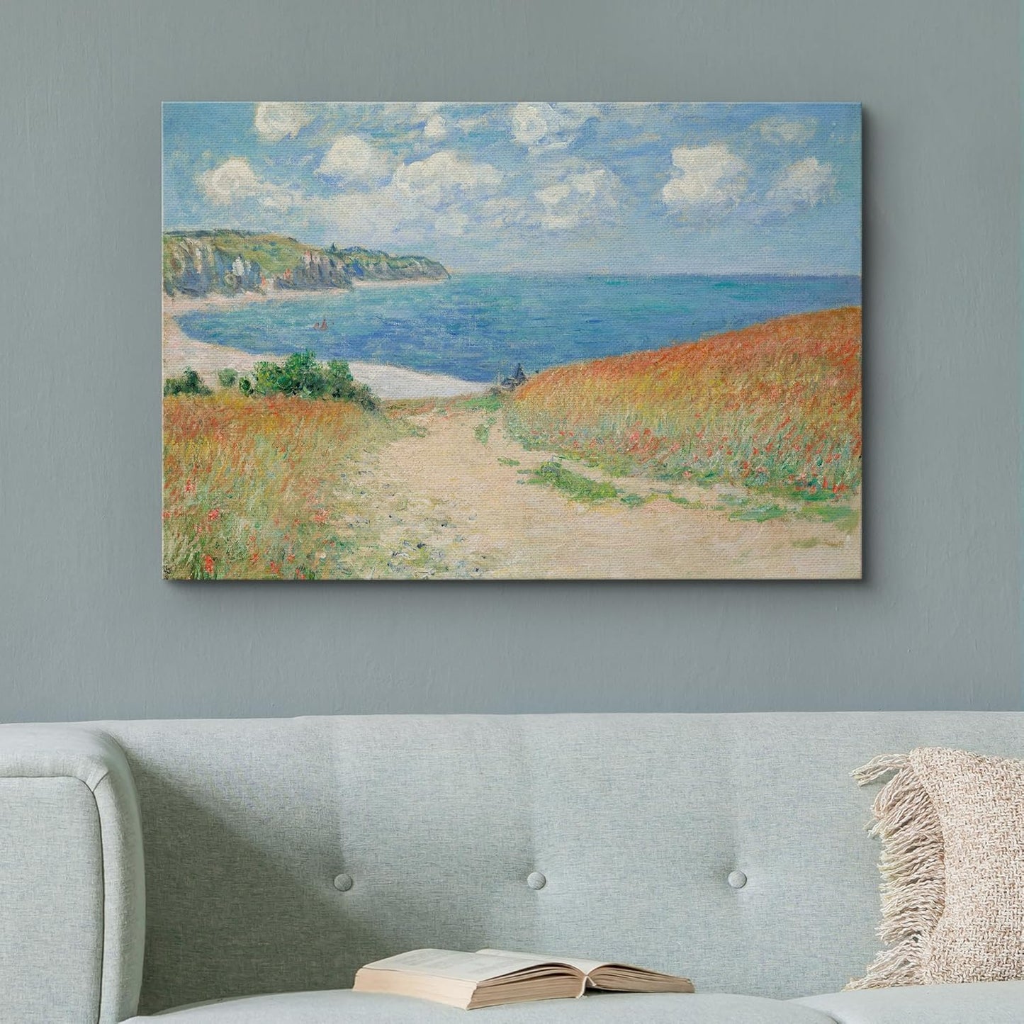 wall26 Path Through The Corn at Pourville by Claude Monet Giclee Canvas Prints Wrapped Gallery Wall Art | Stretched and Framed Ready to Hang - 32" x 48"
