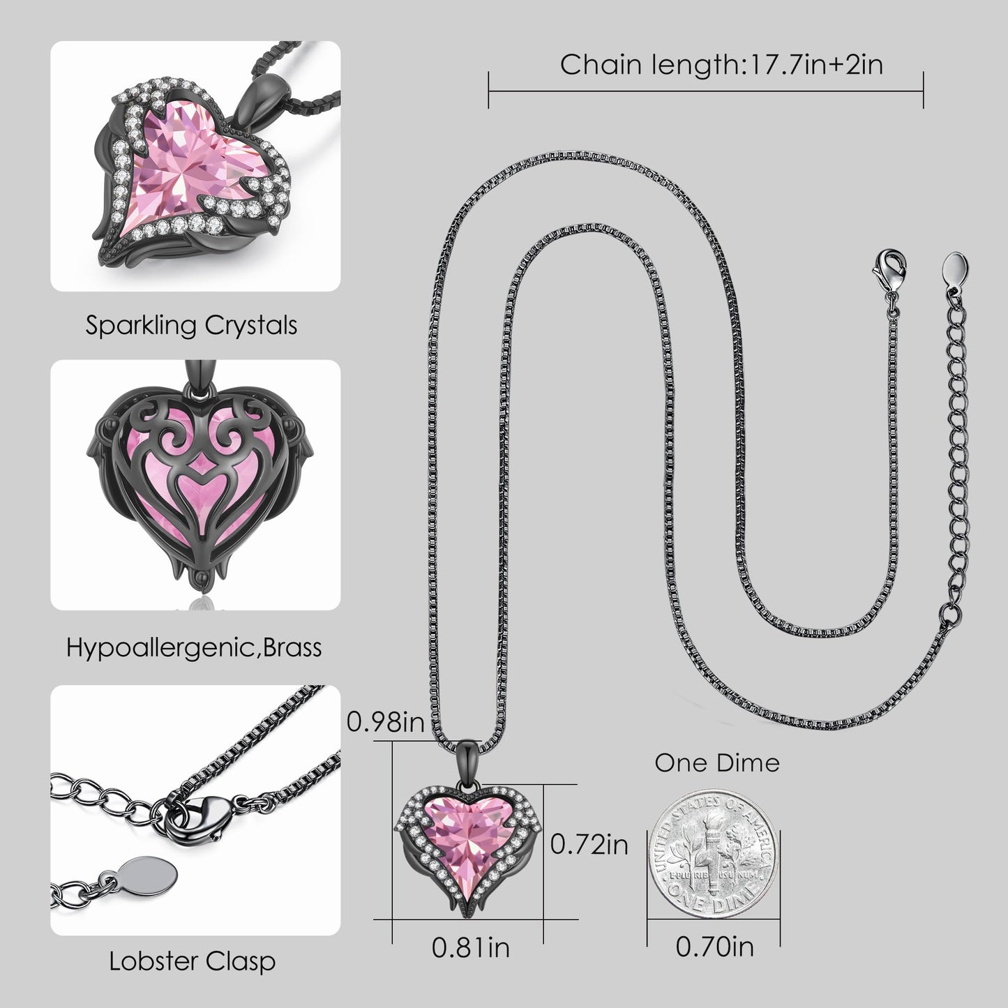 CDE Angel Wings Necklaces for Women, Love Heart Silver Tone/Gold Tone Pendant with Birthstone, Wedding or Birthday Jewelry Gifts