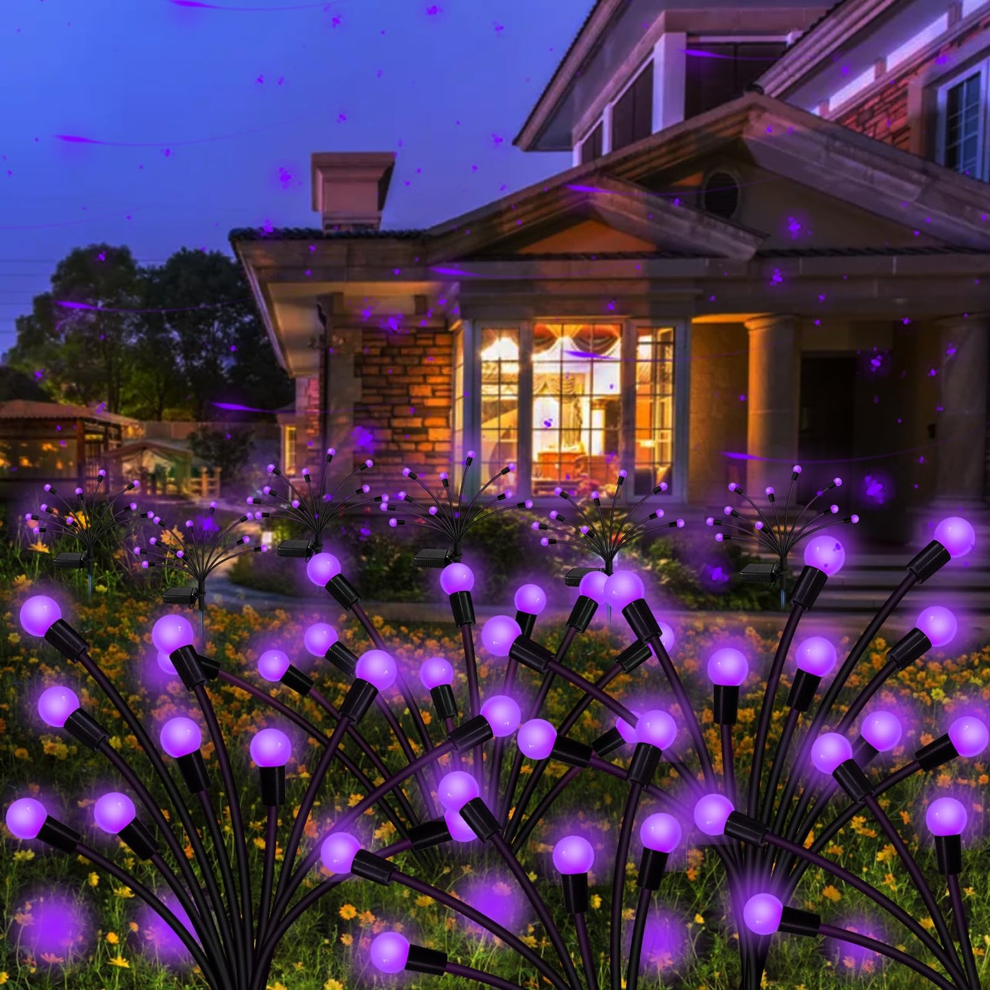 Kohlrabi Solar Garden Lights Outdoor, 4 Pack 40 LED Solar Purple Firefly Lights Waterproof, Sway by Wind, Halloween Swaying Light for Yard Patio Backyard Garden Planter Flower Bed Pathway Decoration