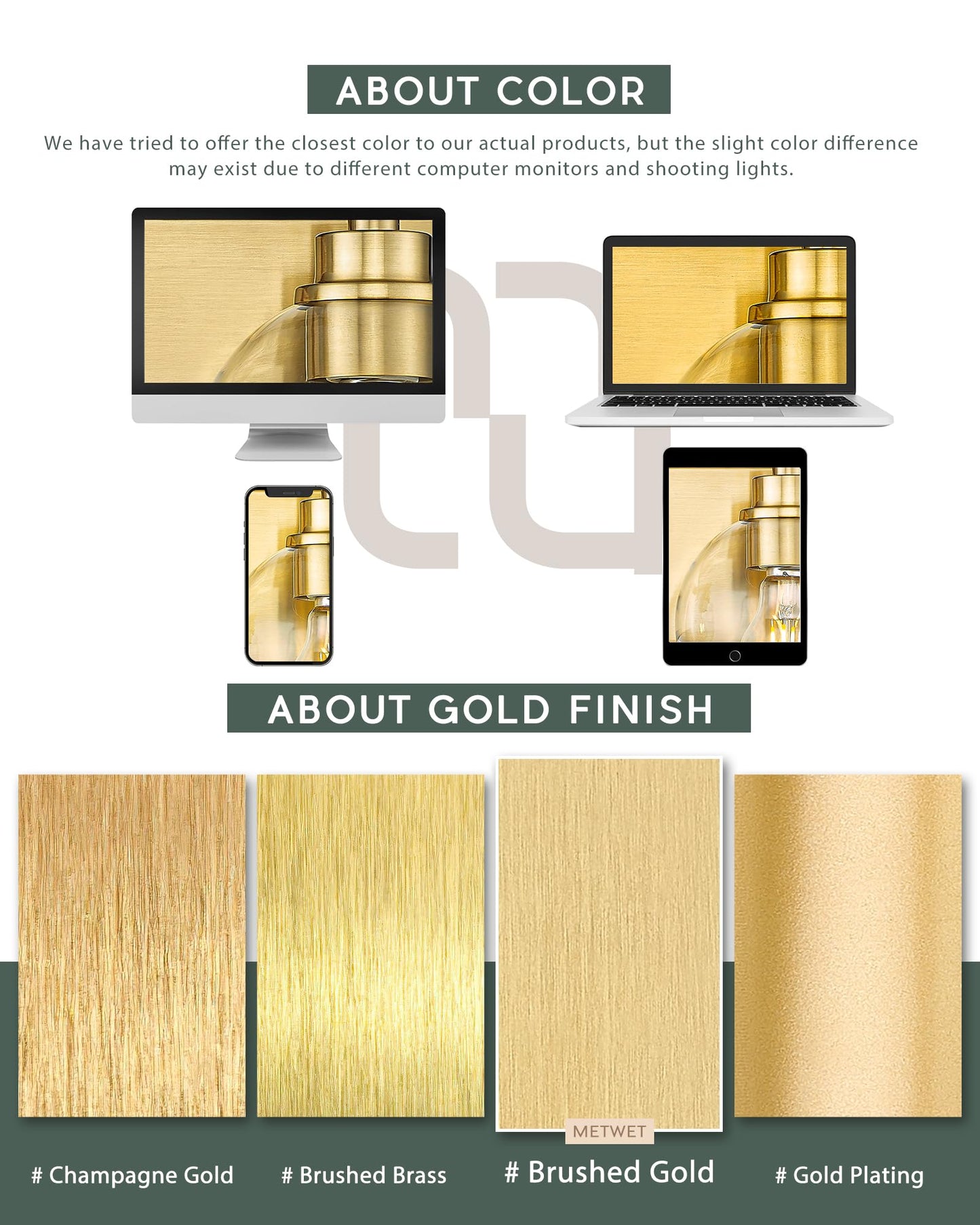 METWET Bathroom Light Fixtures, 4 Light Brushed Gold Vanity Lights with Flared White Fabric Shade, 28 Inch Wall Sconce, Modern Sconces Wall Lighting for Hallway Bedroom, VL837-BG-4