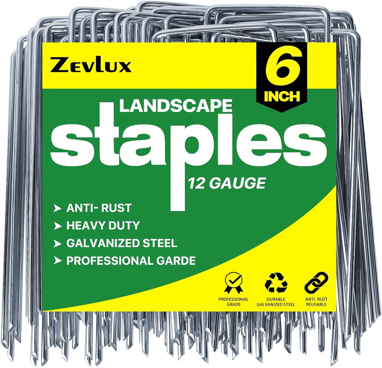 Landscape Staples Galvanized Garden Stakes, Heavy Duty Garden Pins for Fences, Lawns, Weed Barriers and Landscape Fabrics, Netting, Irrigation Hose (6 inch, 25)