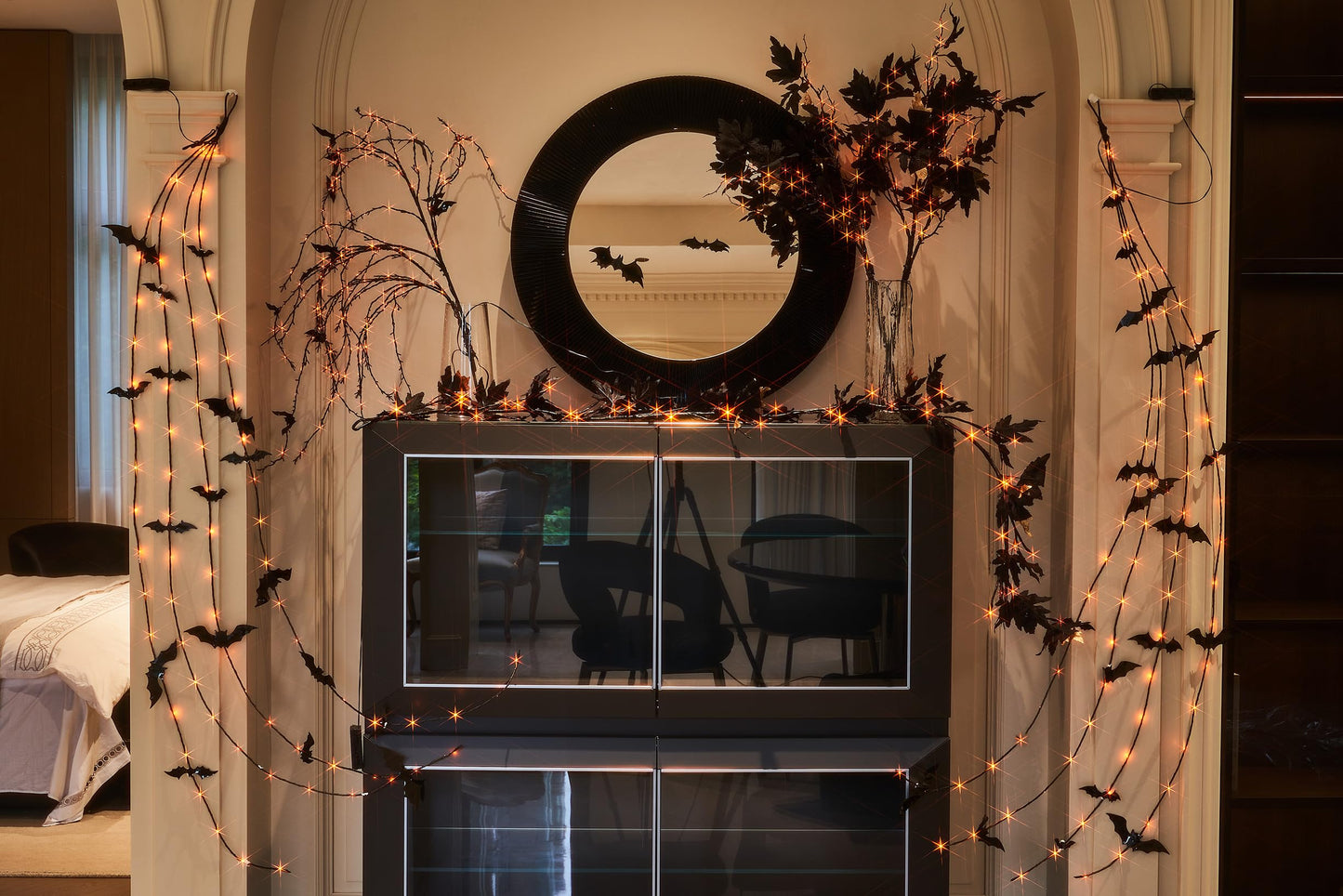 Litbloom Black Tree Branches With Lights 32In Battery Operated With Timer  Lighted Halloween Maple Branches With 120 Orange And Warm White Led Lights For Fireplace Table Halloween Decoration
