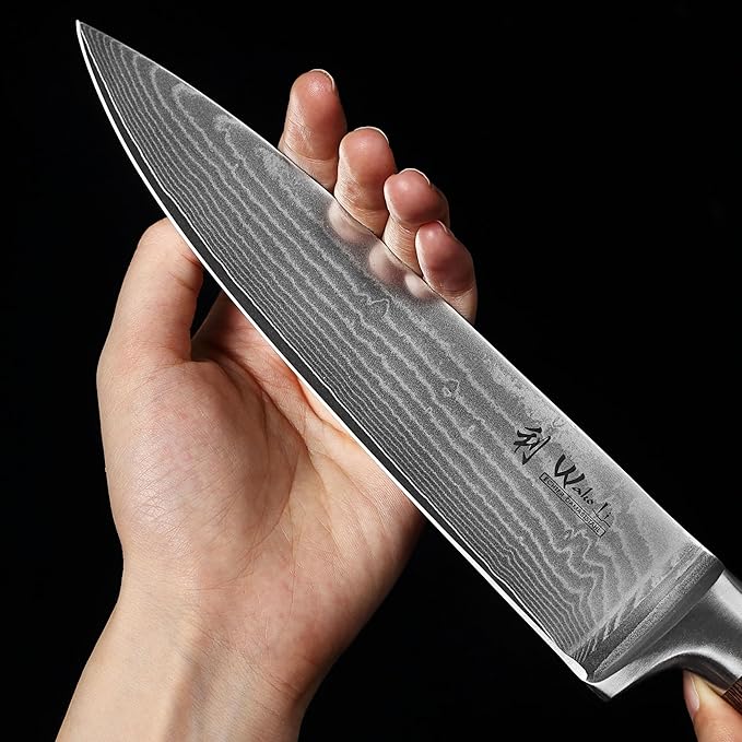 Wakoli EDIB Damascus Chef Knife – 7.9-Inch Japanese Style Kitchen Knife | Genuine 67-Layer Damascus Steel Blade with VG10 Core | Ergonomic Pakkawood Handle | Professional Cooking Knife in Gift Box