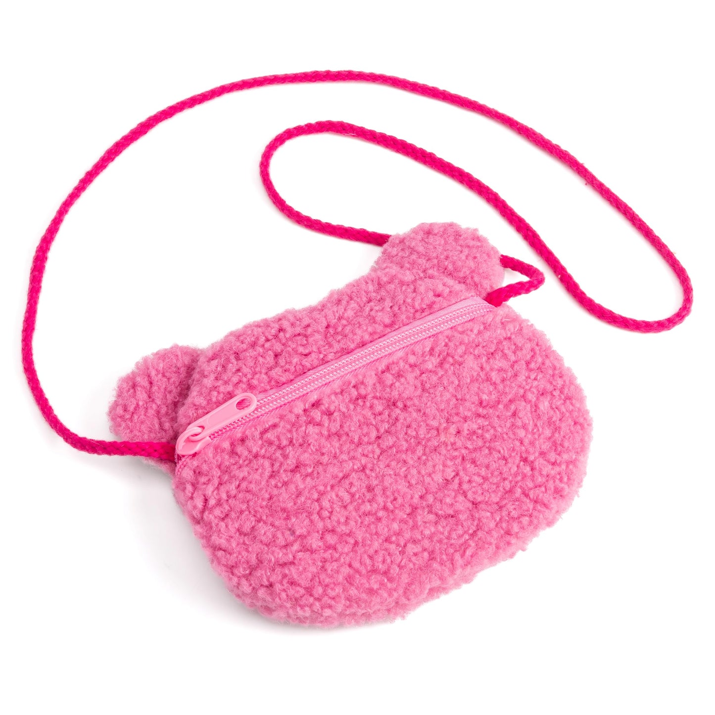 Plush Teddy Bear Crossbody Bag for Little Girls, Toddlers, Kids Age 3-8 - Pink