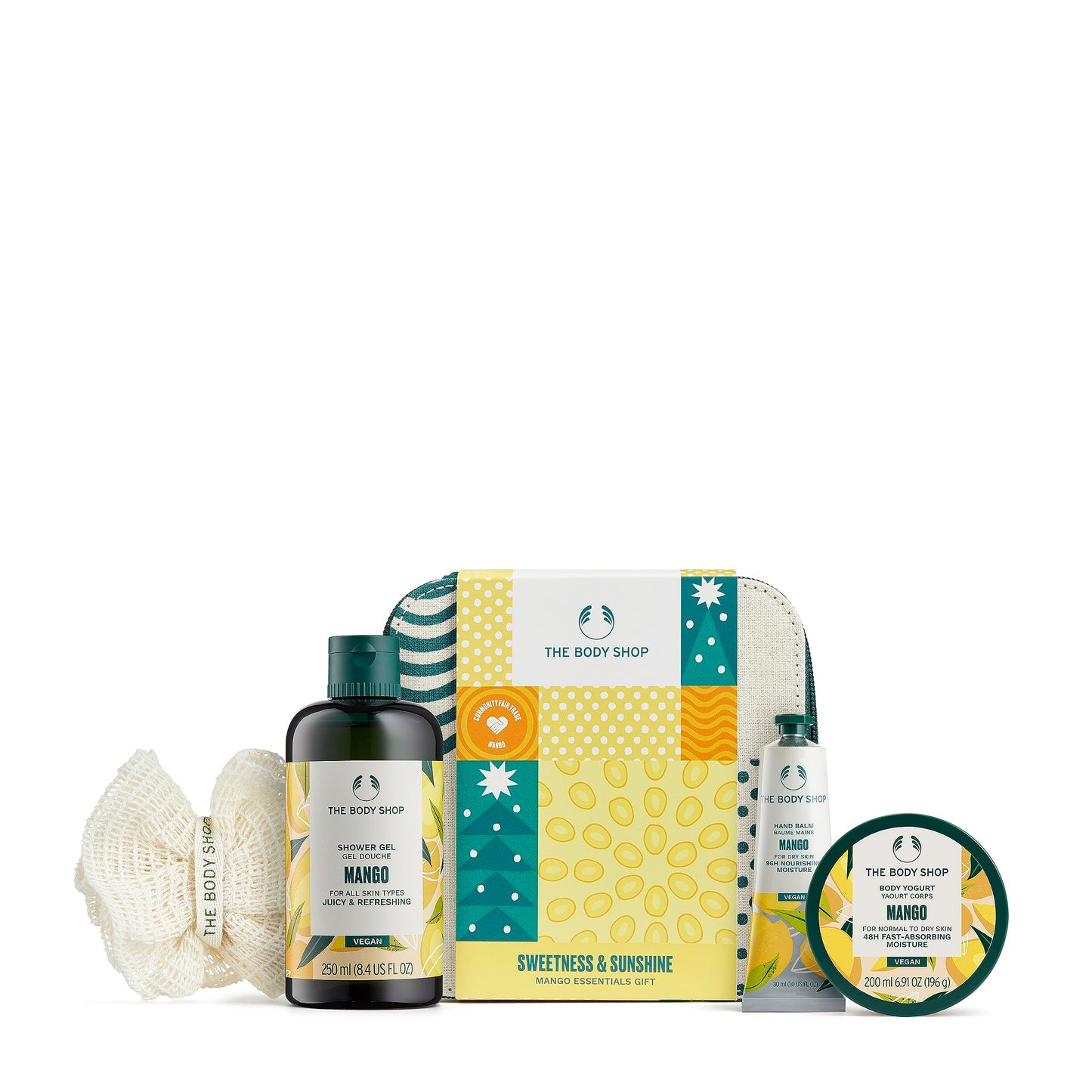 The Body Shop Sweetness & Sunshine Mango Essentials Body Care Holiday Gift Set, Vegan, 4-Piece Set