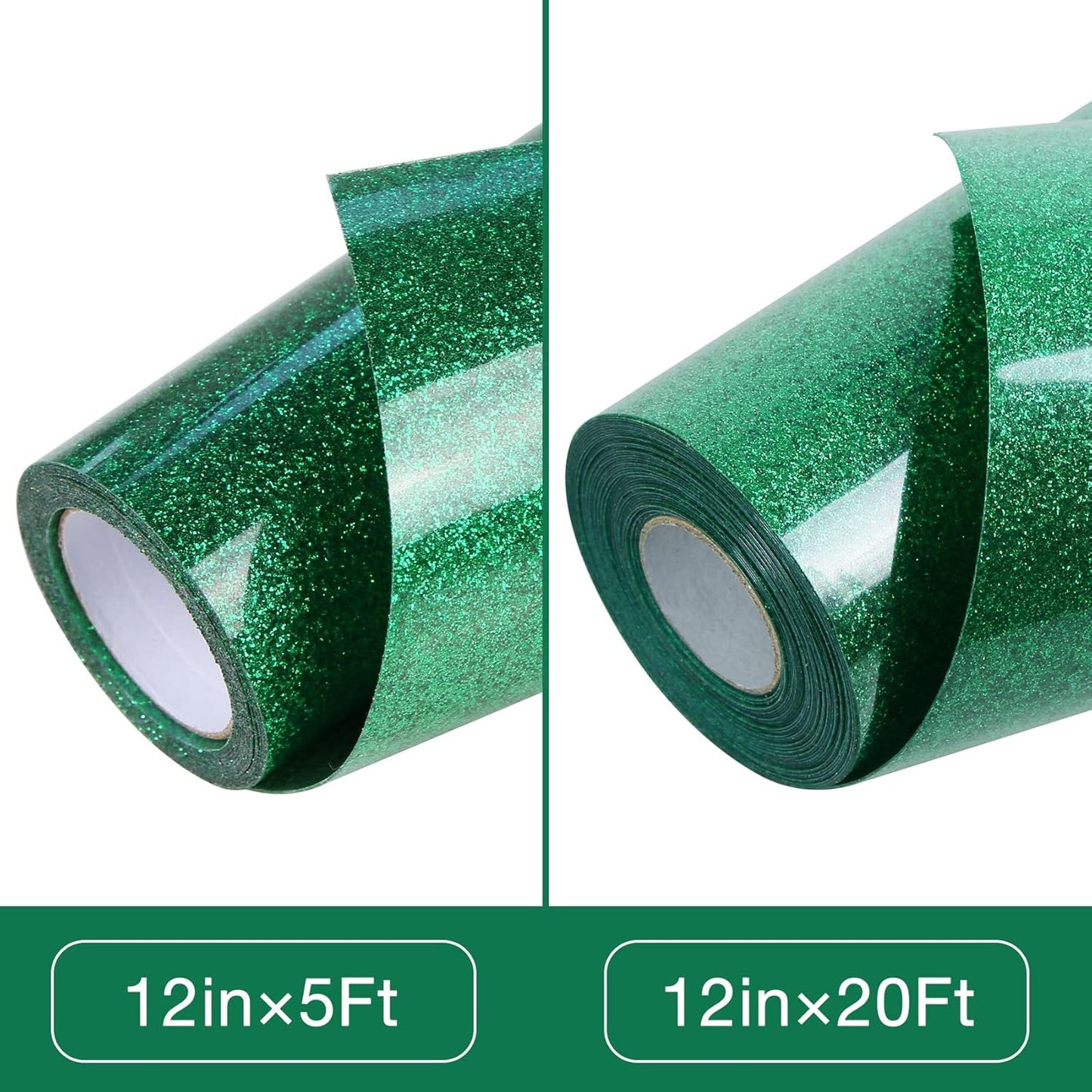 TORC Green Glitter HTV Heat Transfer Vinyl Roll 12 inch x 20 ft Iron on Vinyl for T Shirts Crafts Bulk St. Patrick's Day Decor