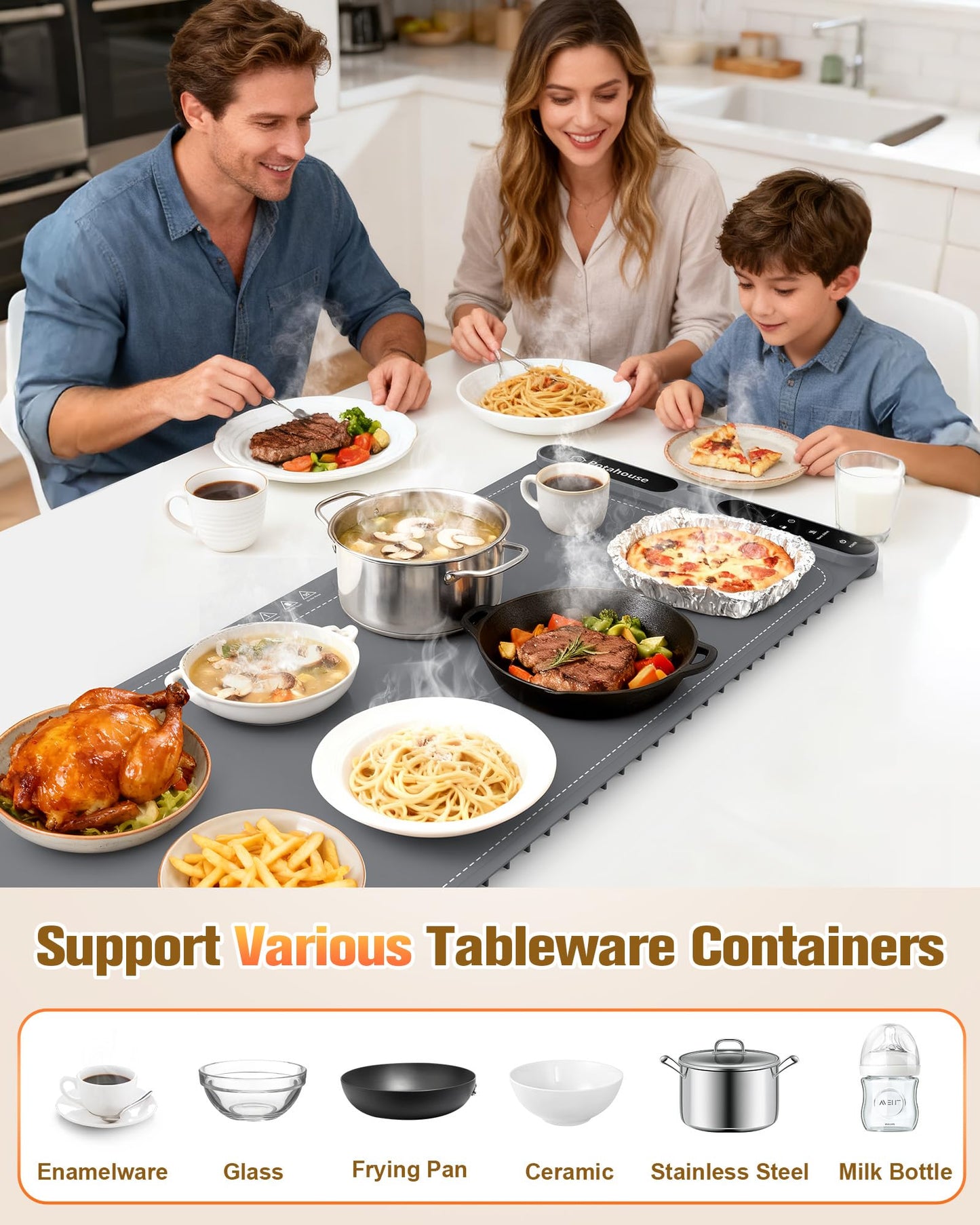 Potahouse® Food Warming Mat Extra Large 31"x15" 430W,Electric Warming Tray with 7 Temp 8 Timer Settings,Rollable & Portable Food Warmer for Parties,Buffet,Home and Travel Use