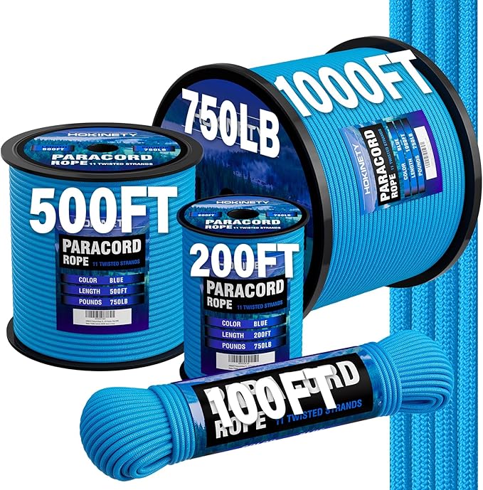 HOKINETY Paracord Rope 750 - Parachute para Cord 4mm 11 Strand Spool Rope Utility Nylon String for Outdoor Camping Surviva...