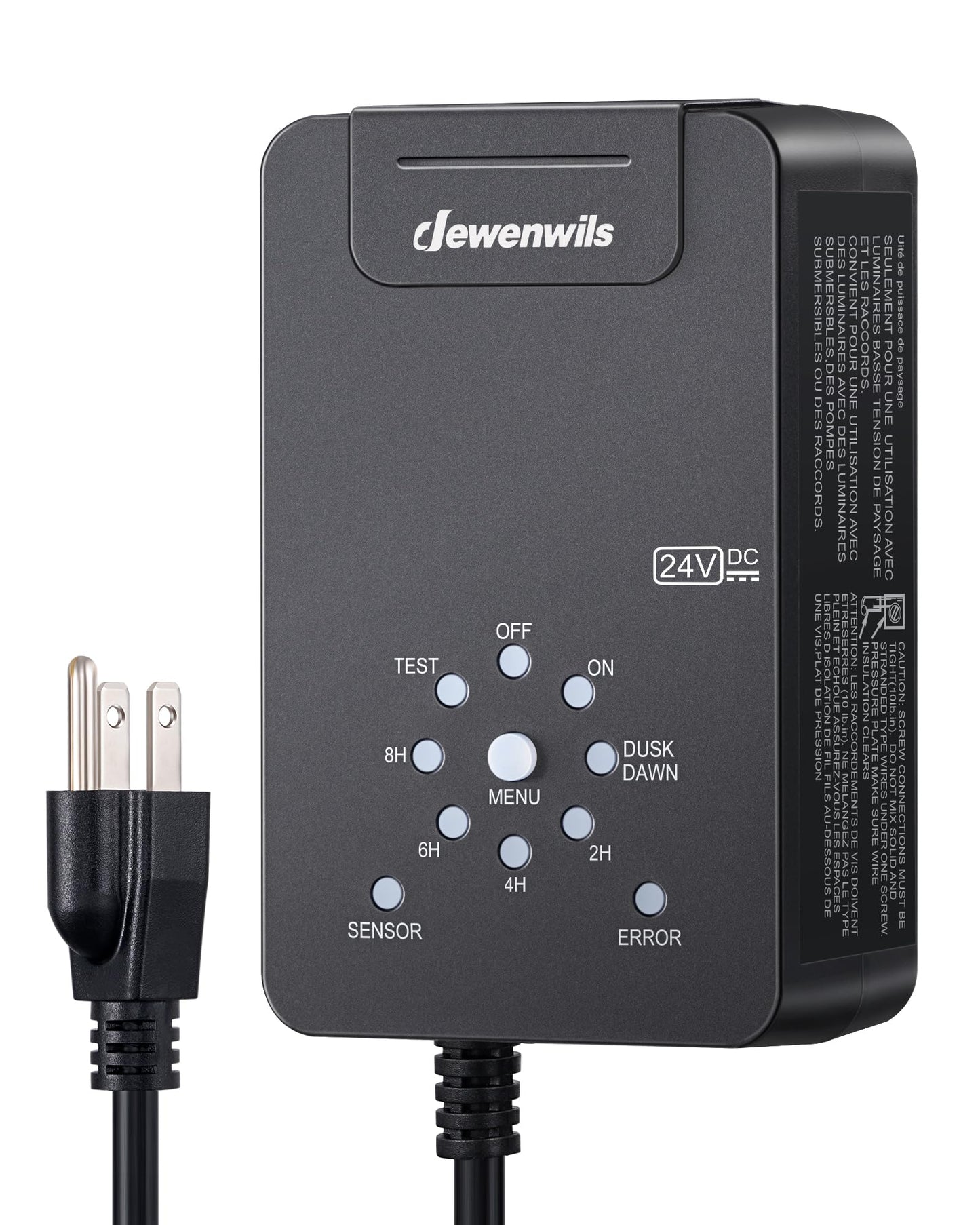DEWENWILS 60W Low Voltage Landscape Transformer, 120V AC to 24V DC, Weatherproof, Model HDLT02C, Photocell Sensor & Timer