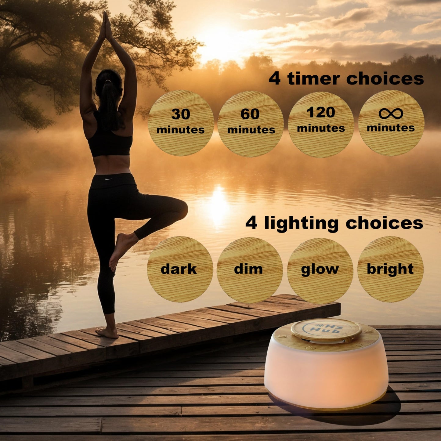 Hz Hub Solfeggio Hertz Frequency Vibrational Sound Healing & White Noise Portable Sound Machine. Meditation/Sleeping/Yoga/Study/Relaxing 15 Calming Sounds. Frequency Generator for Healing.