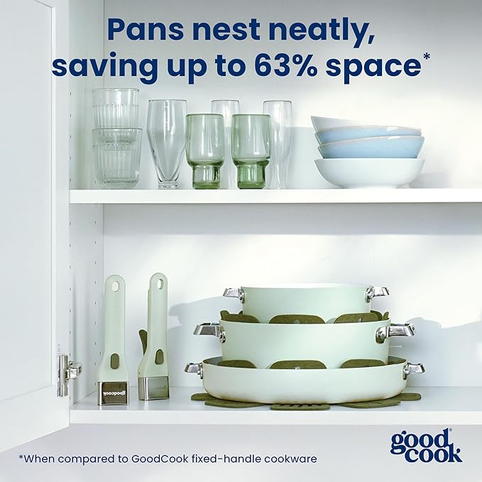 GoodCook Removable Handle – Replacement Removable Handle Ceramic Cookware Set, Detachable, Secure Click-On Heat-Resistant, Durable & Easy to Attach, 1-Piece, Sage Green