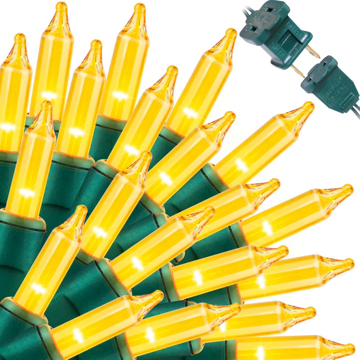 LAMPHOME Christmas String Light, 100 Count Mini Lights, Indoor & Outdoor Use, Yellow, Model HP-100-2/SB