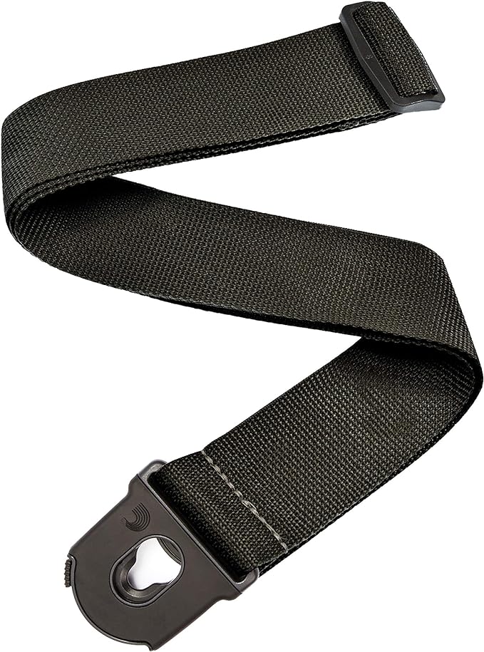 D'Addario Accessories Locking Electric Guitar Strap, Acoustic Guitar/ Acoustic Electric Guitar/ Bass Guitar Strap - Black
