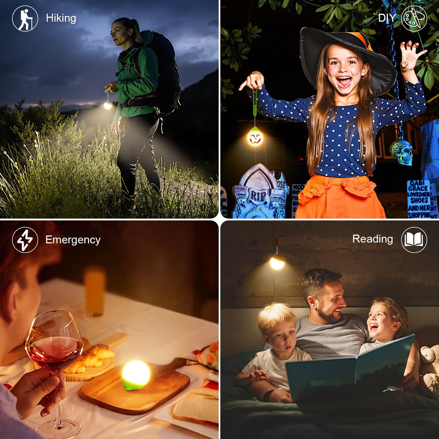 Letmy Rechargeable Camping Lights  4 Pack Portable Tent Lights With 4 Lighting Modes  150Lm Led Camping Lantern Waterproof  Only 20G Hanging Tent Lantern For Hiking Backpacking Power Outages Emergency