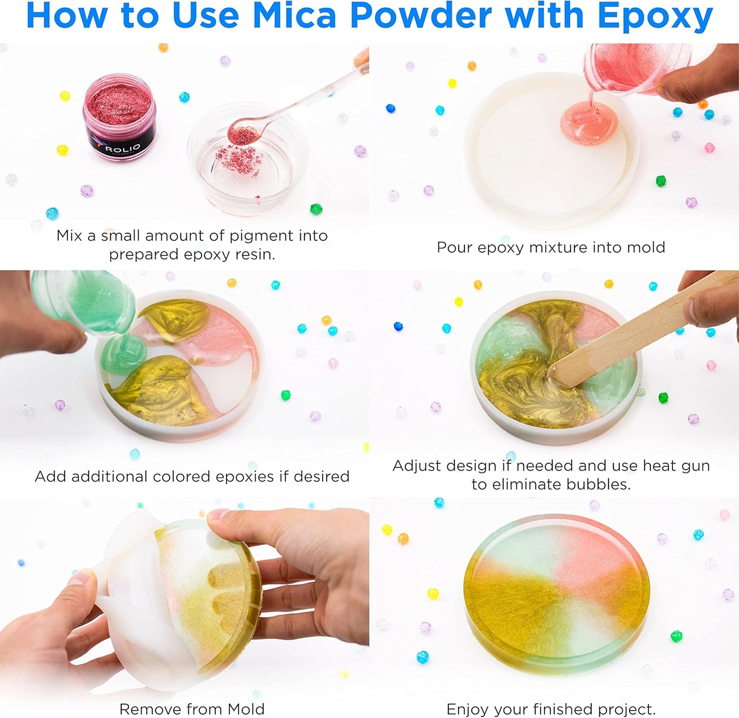 Rolio Premium Mica Powder - Deep Sea (50G / 1.76oz) - 1 Jar of Blue Pigment Powder for Epoxy Resin, Dye, Soap Making, Nail Polish, Paint, Candle Making, Bath Bombs, Slime