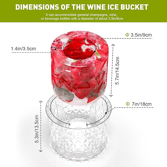 Ice Bucket Mold, Wine Bottle Chiller DIY Ice Bucket Champagne Ice Bucket Mold Floral Ice Bucket Mold,Ice Molds Holiday Bar Any Celebration Party Wedding Christmas and Thanksgiving (Hard Red)