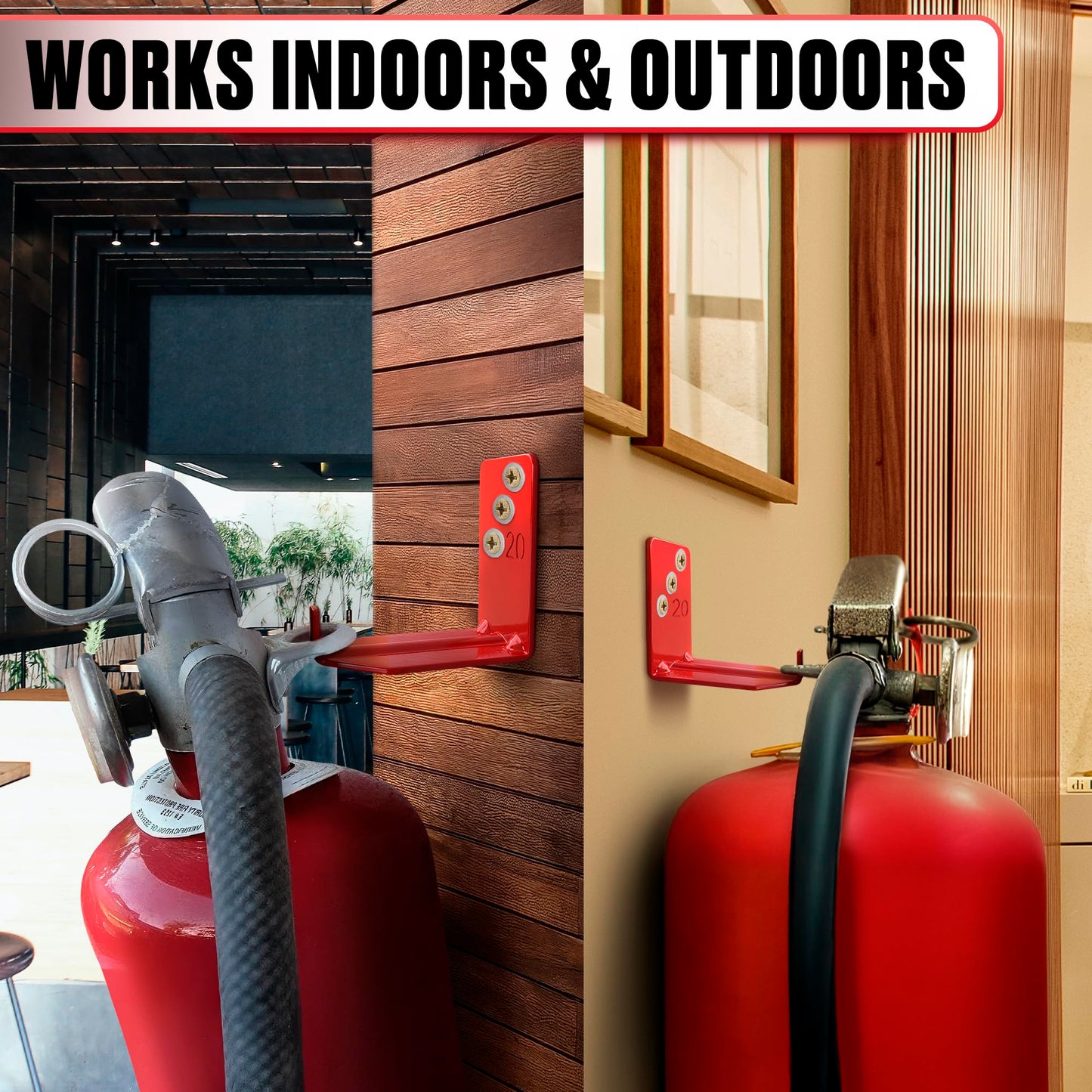 8 Pack Fire Extinguisher Hook - 2.36″ × 1.57″ × 2.36″ Fire Extinguisher Wall Mount Bracket, Hold Up to 20 lbs Each, Easy to Install, Includes Screw, Gaskets & Anchors, Good for Garage, Workshop, Home