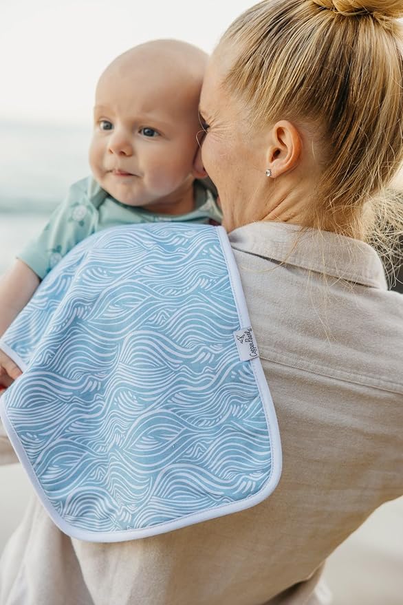 Copper Pearl Premium Baby Burp Cloths - 3-Pack Large Cotton Burp Cloths, Extra Soft Spit Up Rags with 3 Absorbent Layers, Perfect for Baby Boy and Baby Girl Gifts (21" x 10" Size, Cove Set)