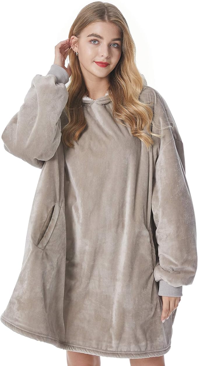 Felicigeely Blanket Hoodie Wearable Blanket Sweatshirt Oversized Hooded Blanket Sweater Gift for Women