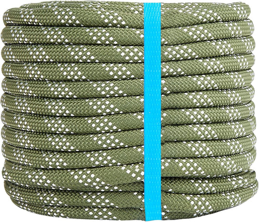 1/2 Inch 200ft Double Braided Polyester Arborist Rope, Heavy Duty Nylon Rope for Anchor, Tree Work, Cargo, Pulling, Sailing(ArmyGreen)