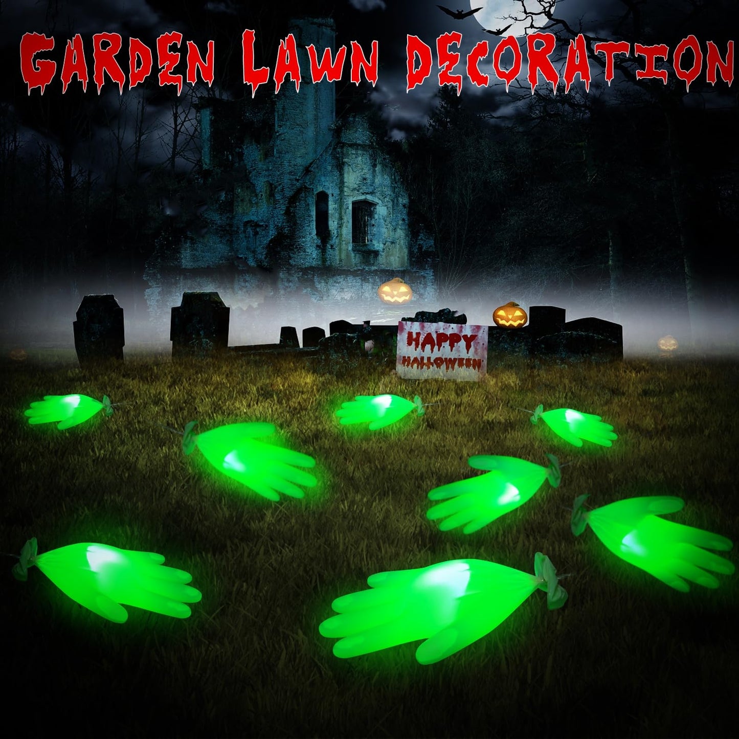 MAOYUE Halloween Decorations Outdoor Lights, 8 Modes, PVC, Green, Model: halloween15