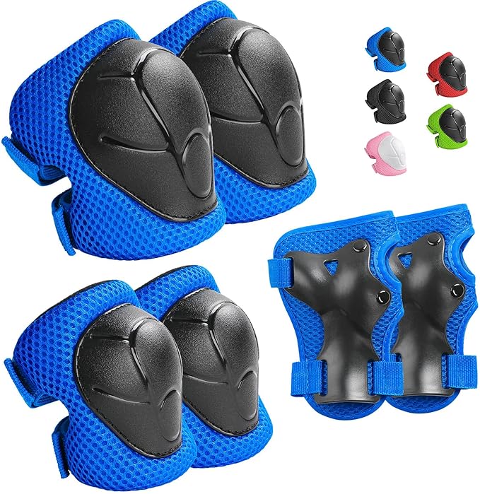 Wemfg Kids Protective Gear Set Knee Pads for Kids 3-14 Years Toddler Knee and Elbow Pads with Wrist Guards 3 in 1 for Skat...