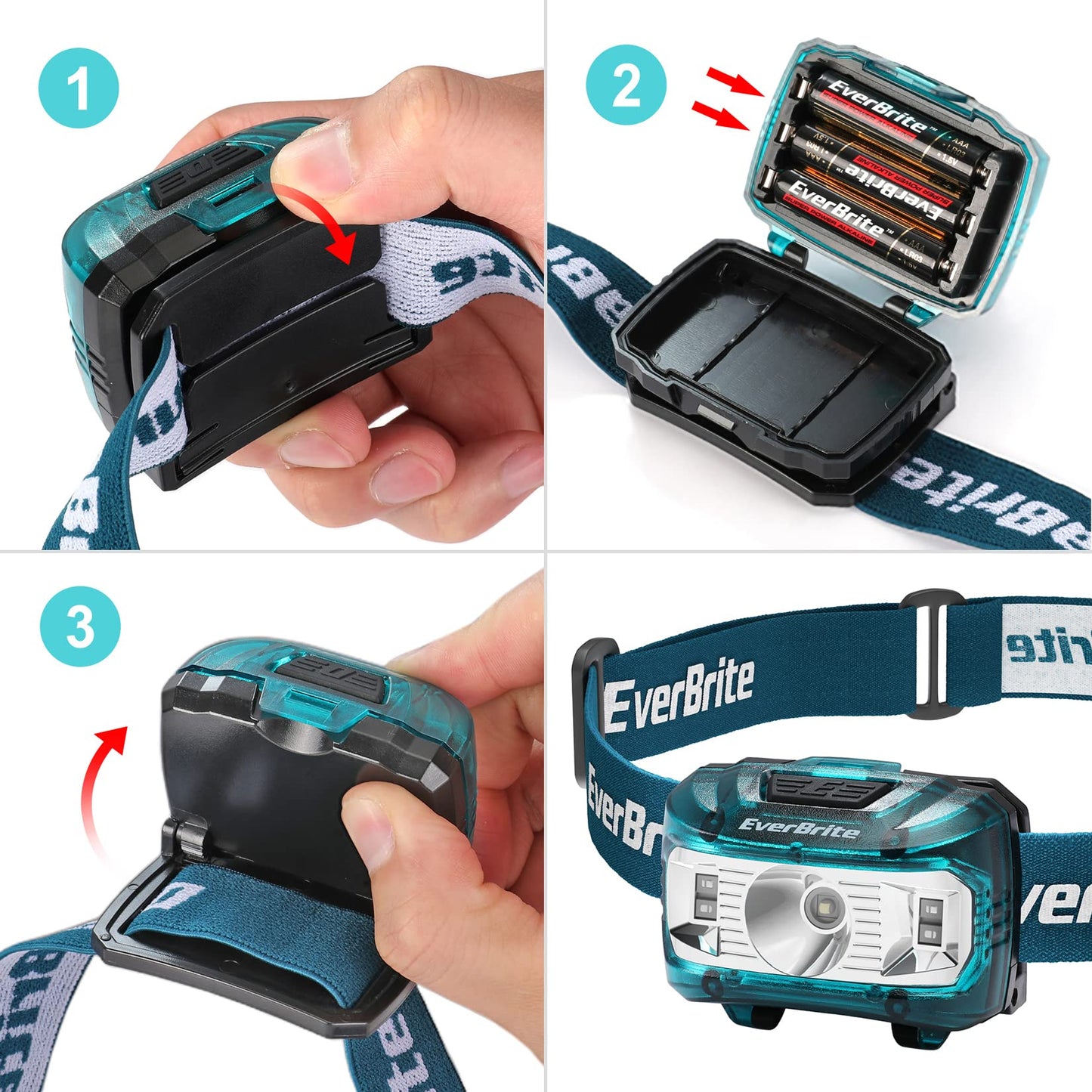 EverBrite Headlamp 2 Pack, Kids & mature-themeds, 5 Modes, Adjustable, Blue, Model E001022, Plastic, Batteries Included