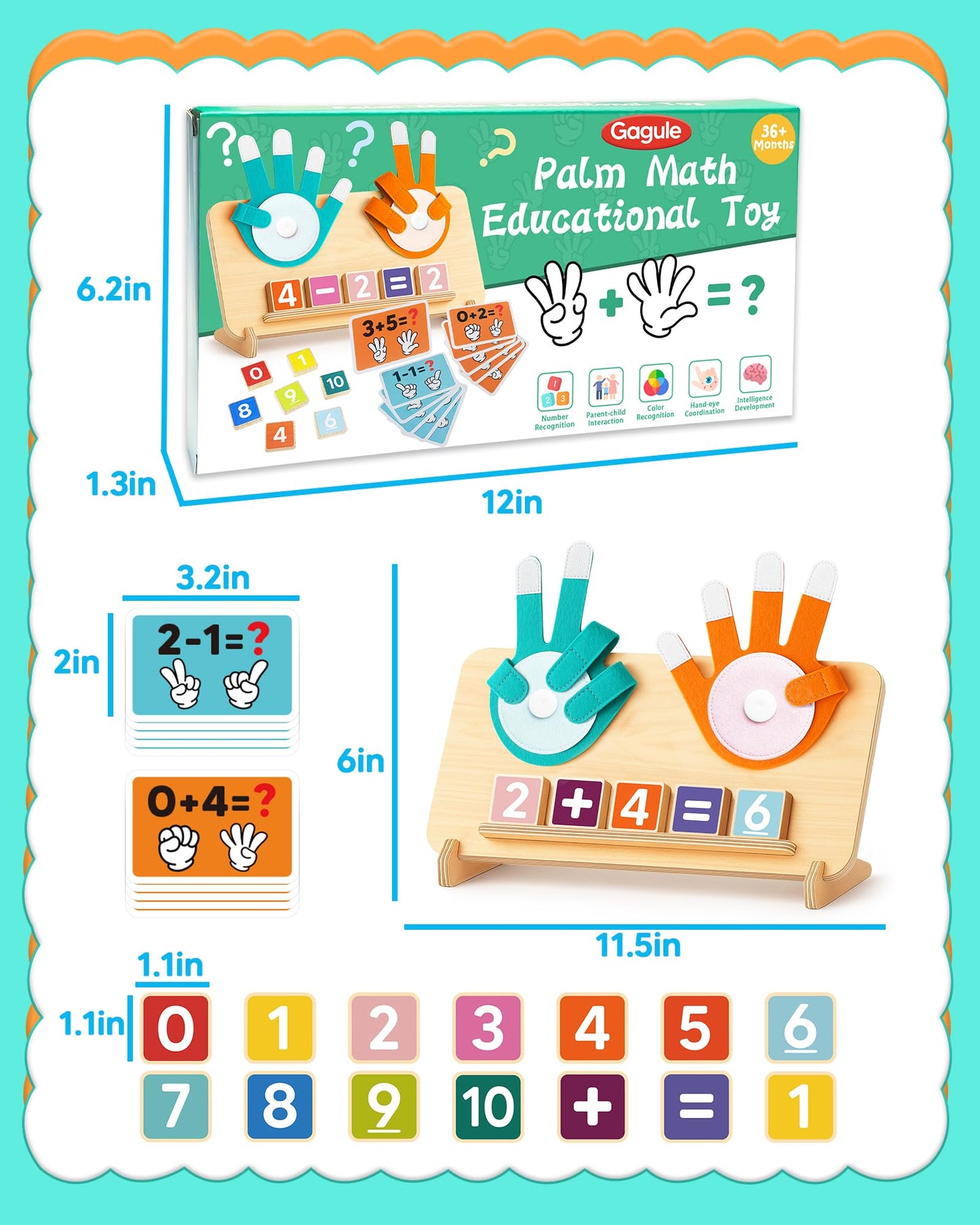 Number Counting Blocks Toys for Kids, Montessori Educational Toys for 3 4 5 Year Old Boys Girls Birthday Gifts, Toddler Preschool Learning Activities, Math Manipulatives Learning Counting Toy for 3-5