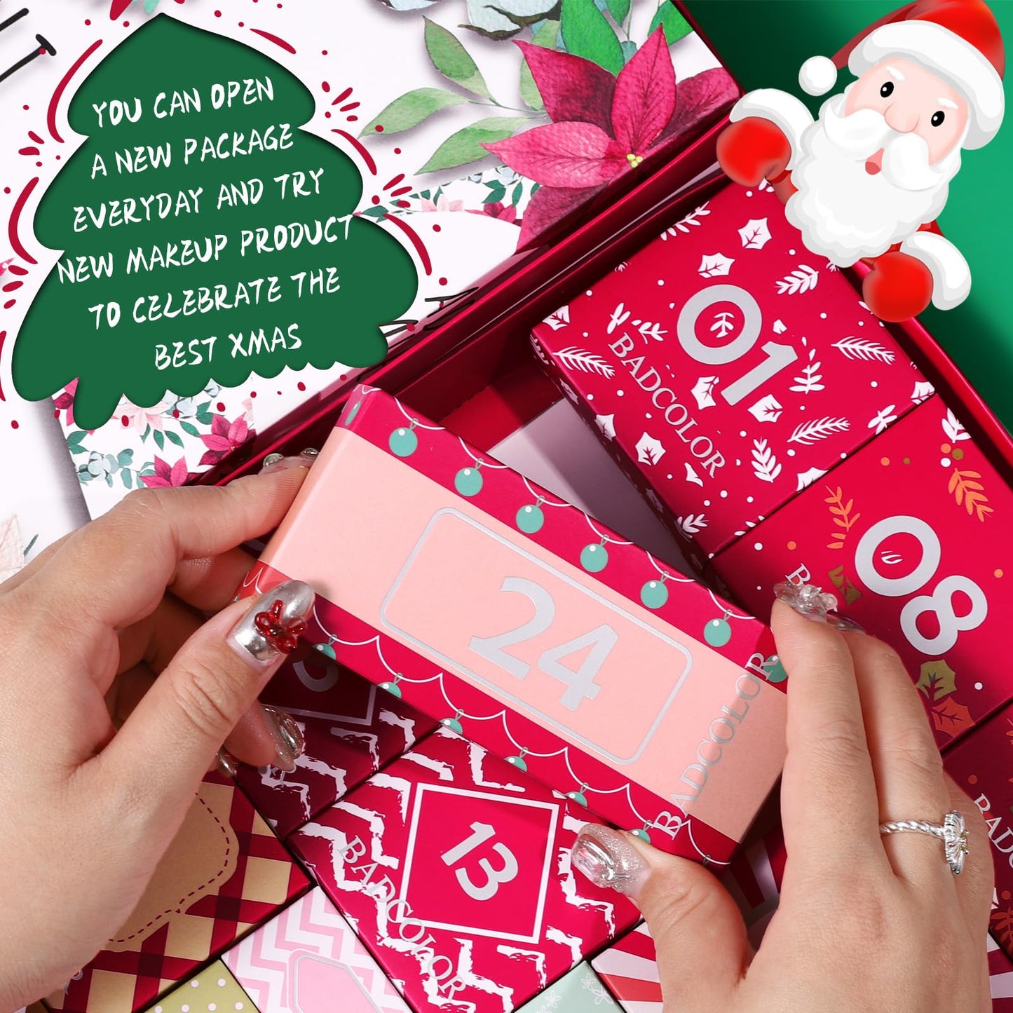 Makeup Advent Calendar 2025, 24 Days Christmas Countdown Calendar Surprise Gift Kit, Xmas Holiday Festival Cosmetic Starter Make