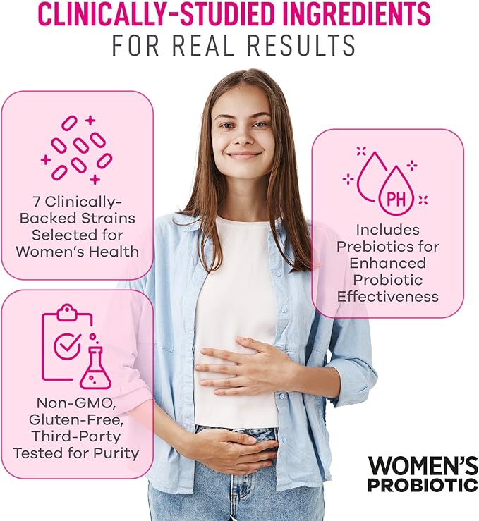 Women’s Probiotics, Vaginal Probiotics with Prebiotics Supplement, 175 Billion CFU, 7 Strains - Supports Vaginal Flora, pH Balance, Digestive Health & Immune Support - 30 Capsules