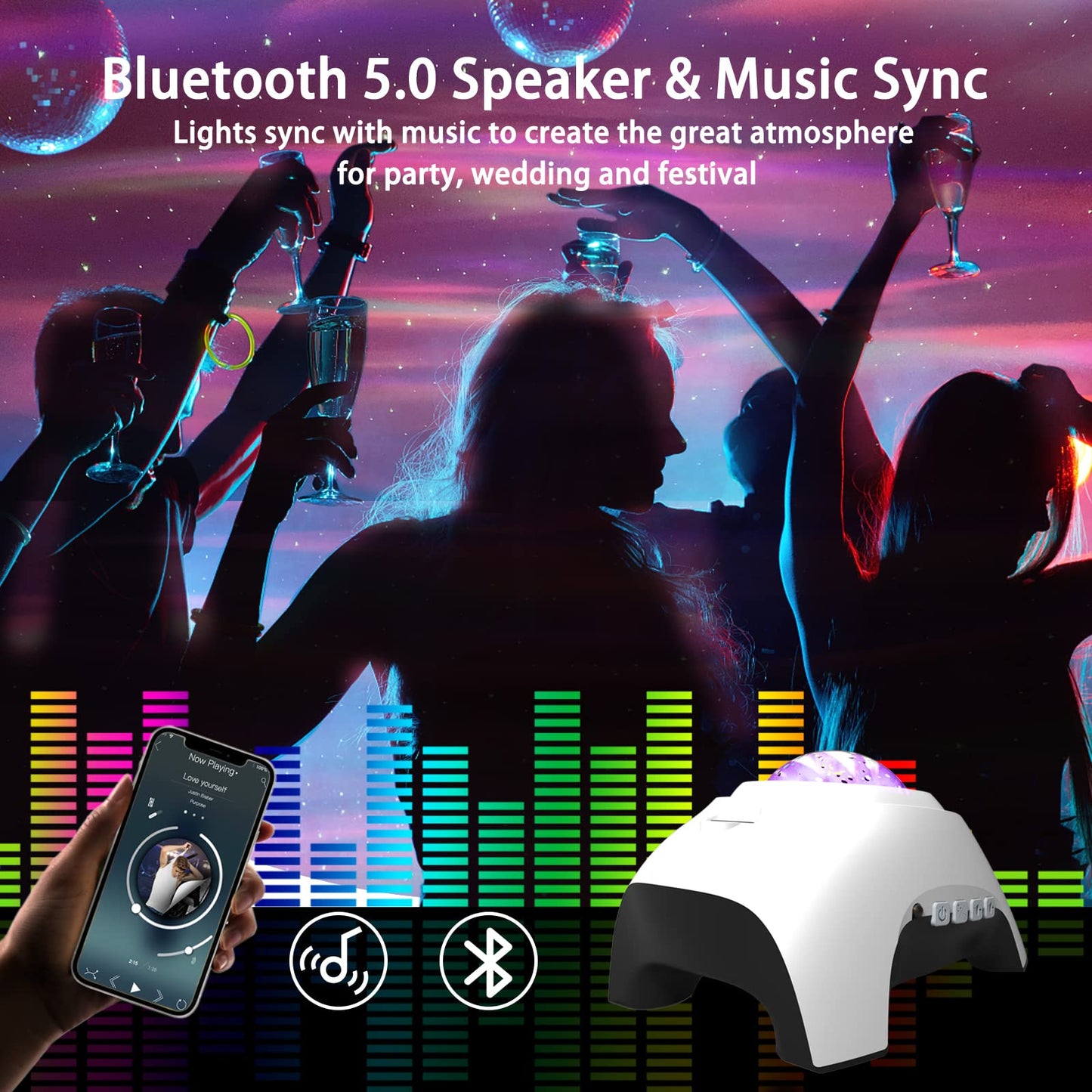 AIRIVO Galaxy Projector - Northern Lights & Music Speaker, White, Model HJ-09
