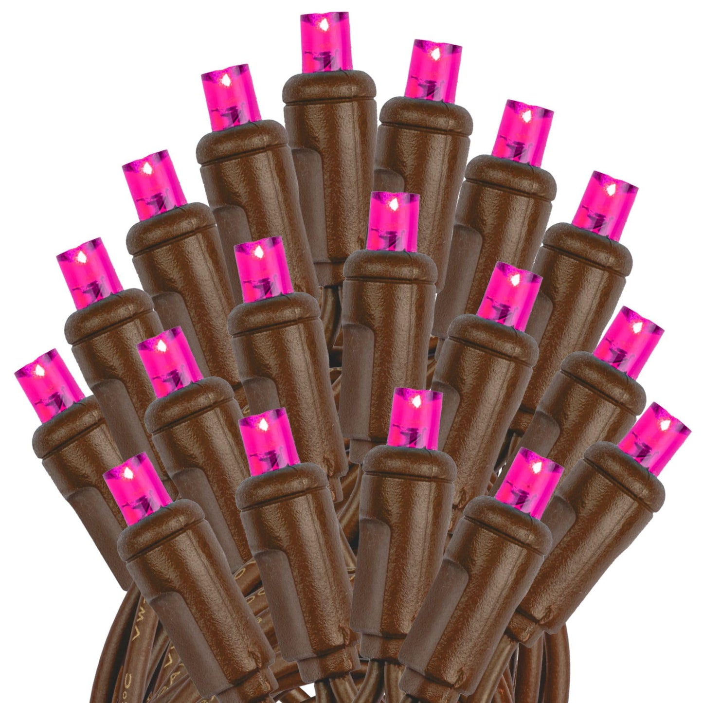 Novelty Lights 25ft Pink LED Christmas String Lights, 50 Count, Dimmable, Connectable, Copper Wire, Model MRD-25B-2