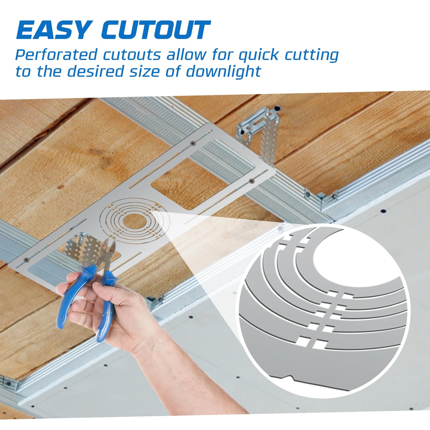 Ohlectric 24-Pack New Construction Recessed Light Mounting Plates  Flat Steel Rough-In Brackets - Symmetric Round Holes W/Multiple Cutouts 2  Til 6  Adjustable Panel For Led Wafer & Recessed Lighting