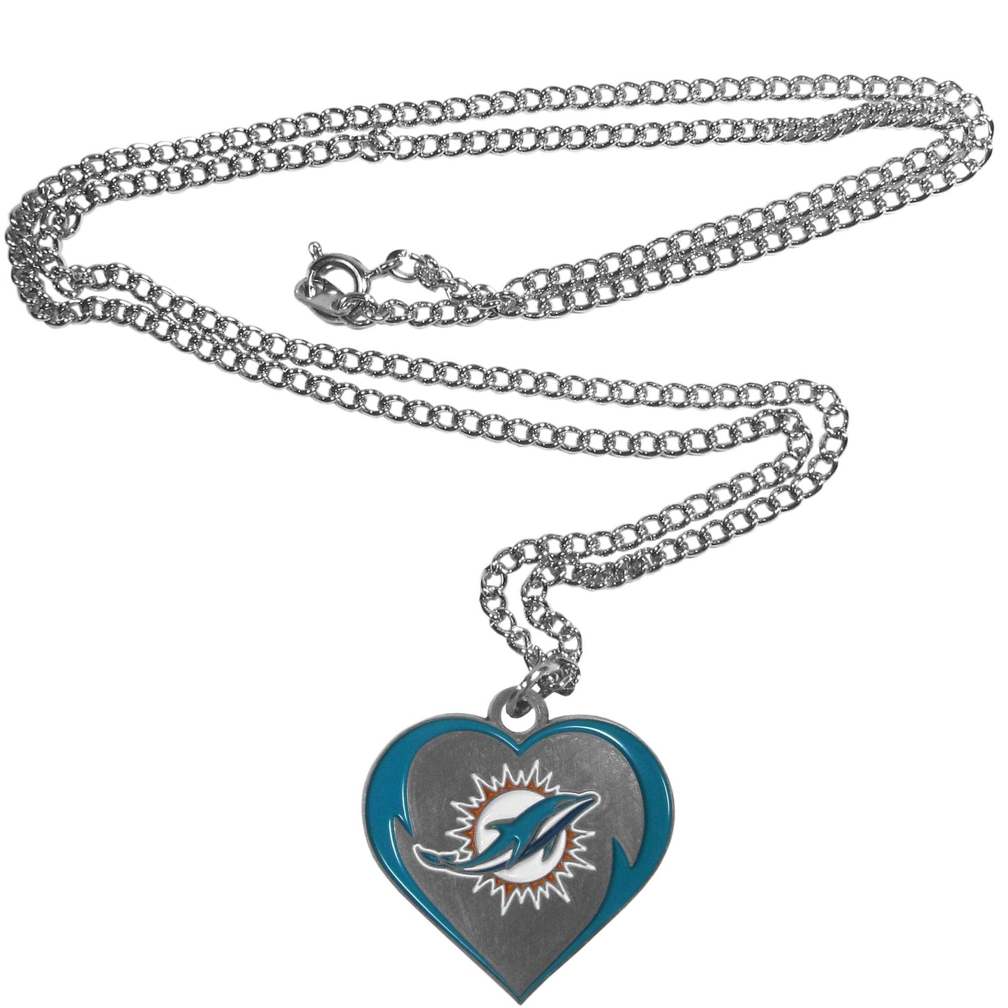 Siskiyou Sports NFL Miami Dolphins Womens Heart Necklace, Team Color, 22 inch