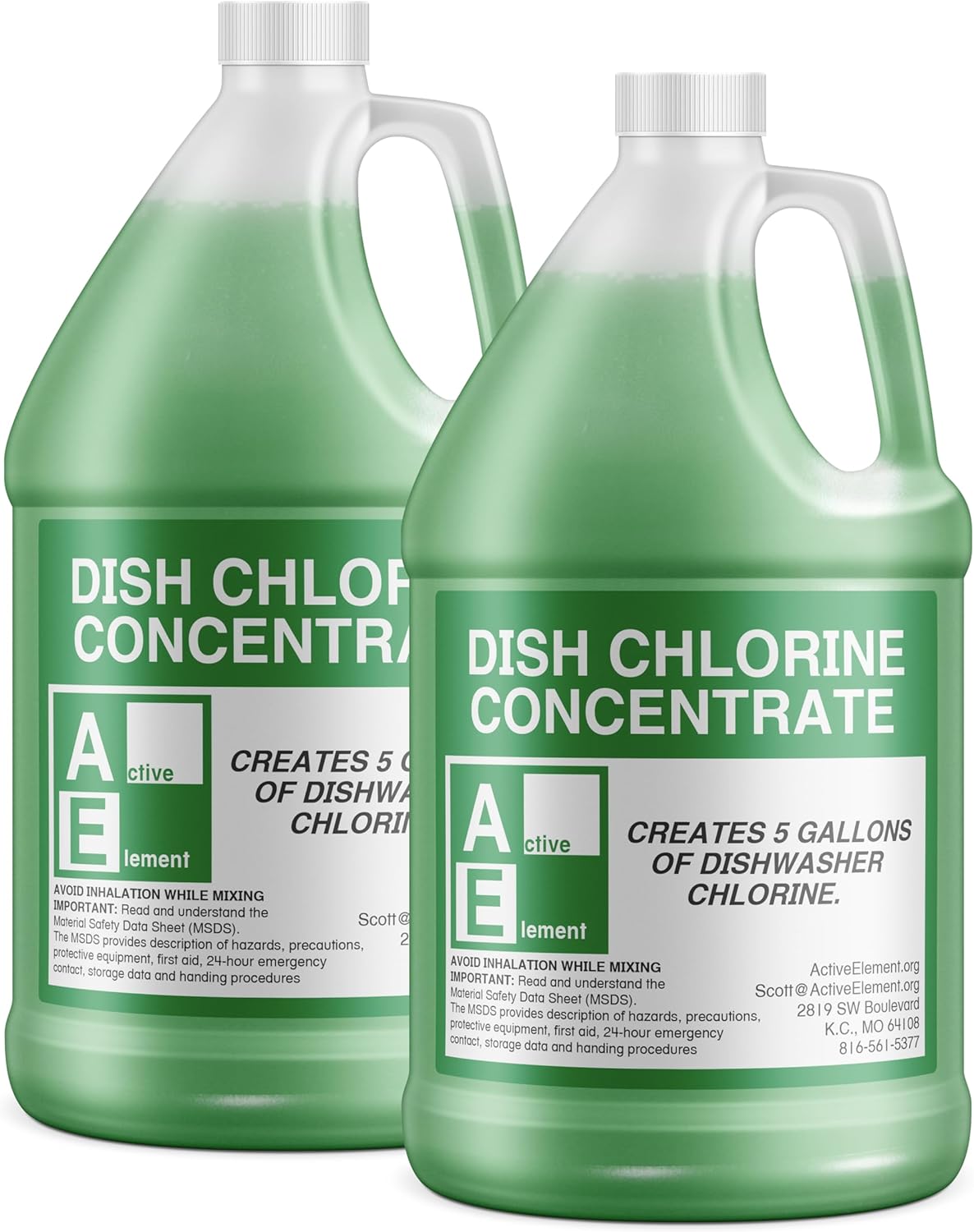 Dish Chlorine Concentrate - Food Contact Surfaces- Commercial Dishwasher - No Rinse - Food Service Kitchen - Multi-Use - Makes two 5-Gallon Pails (Diluted Further to 2,560 Gallons)