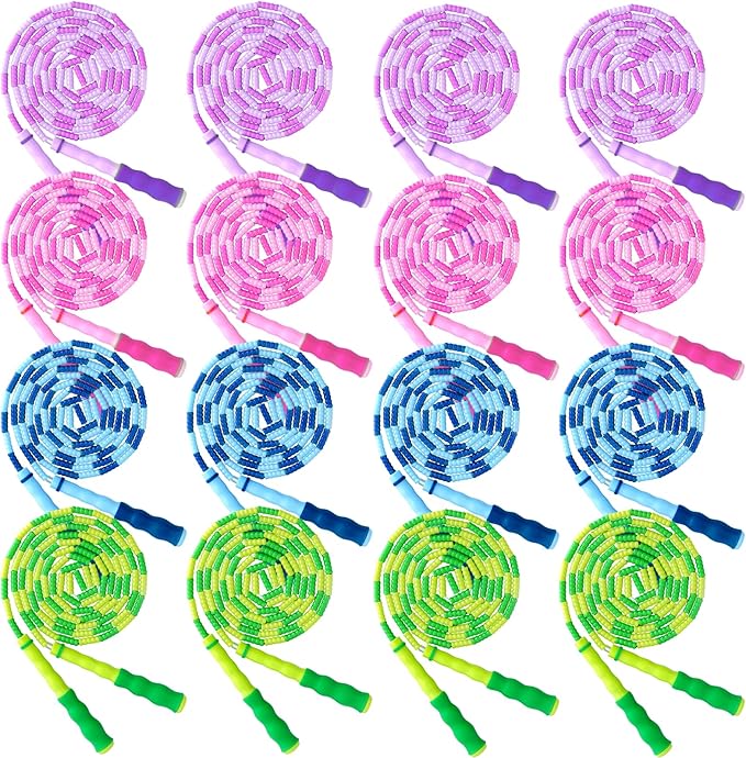 16 Pack Jump Ropes for Adults Kids, 9.2 Feet Adjustable Length Free Segmented Skipping Rope Bulk Soft Beaded Jumping Ropes...