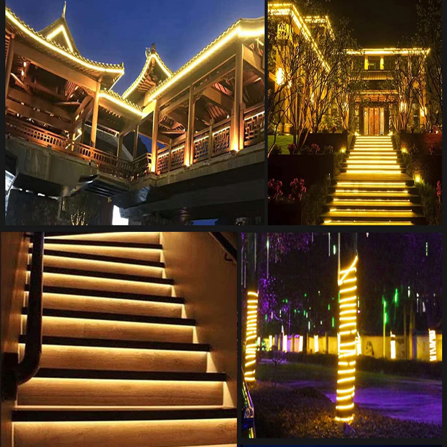 Uniontang Solar LED Strip Lights, 16.4ft, 280 LEDs, IP67 Waterproof, Warm White, with Remote Solar Panel Control Box