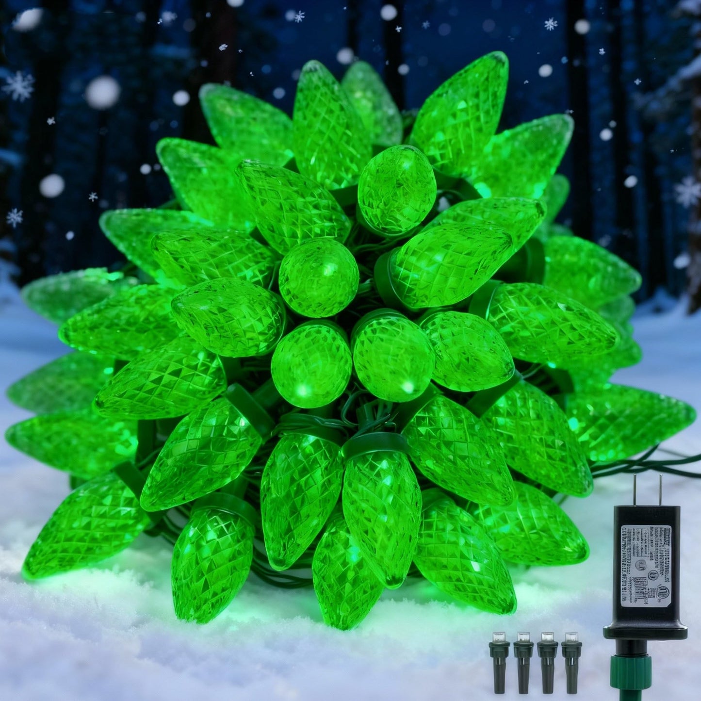 Ucutely C9 Led Christmas Lights Outdoor 33 Feet 50 Led 8 Lighting Modes Waterproof Connectable Christmas String Lights For Outside Roofline Patio Home Xmas Decorations (Green)