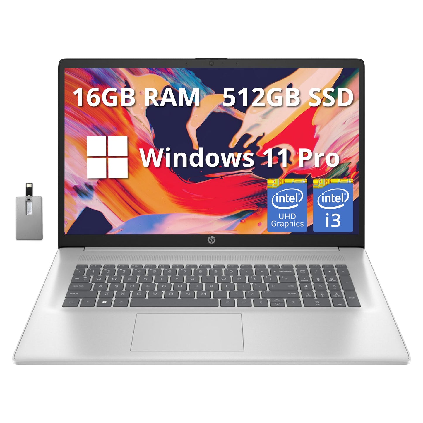 Hp 17.3 Full Hd Laptop, Intel I3-1215U Processor, 16Gb Ram, 512Gb Pcie Ssd, Intel Uhd Graphics, Numeric Keypad, 720P Hd Webcam,