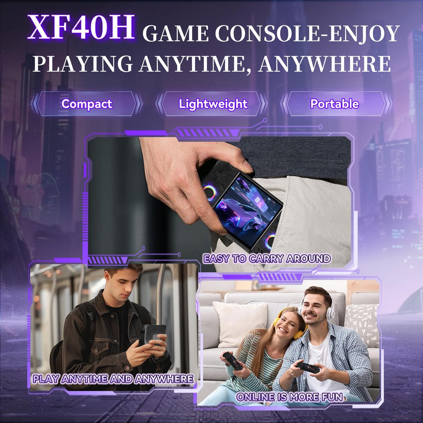 Colourbing XF40H Retro Handheld Game Console - 4-inch Full-Lamination Screen, Linux OS, 18000+ Classic Games, 4000mAh Battery, WiFi Multiplayer & Hall Triggers - Supports 2.4G Wireless Controllers
