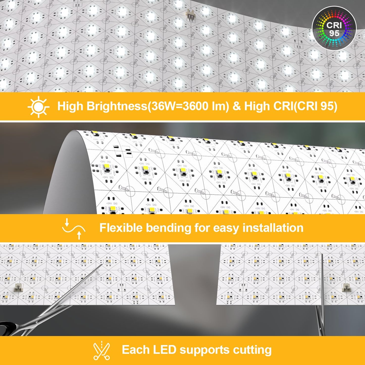 Lichaser LED Backlight Sheet 6000K Dimmable 24V 36W 4 Pack 19.7X9.7 Inch White, Compatible with Alexa, Flexible Remote &