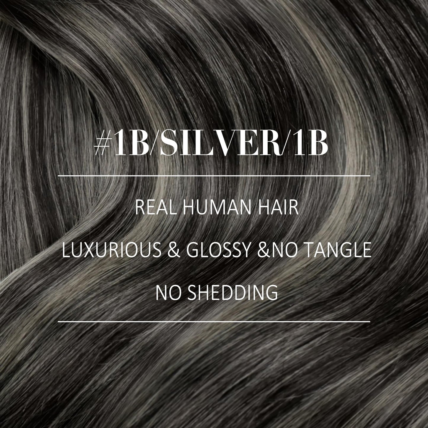 YoungSee Clip in Hair Extensions Real Human Hair Ombre Real Hair Extensions Clip in Human Hair Blend of Black and Silver with Bl