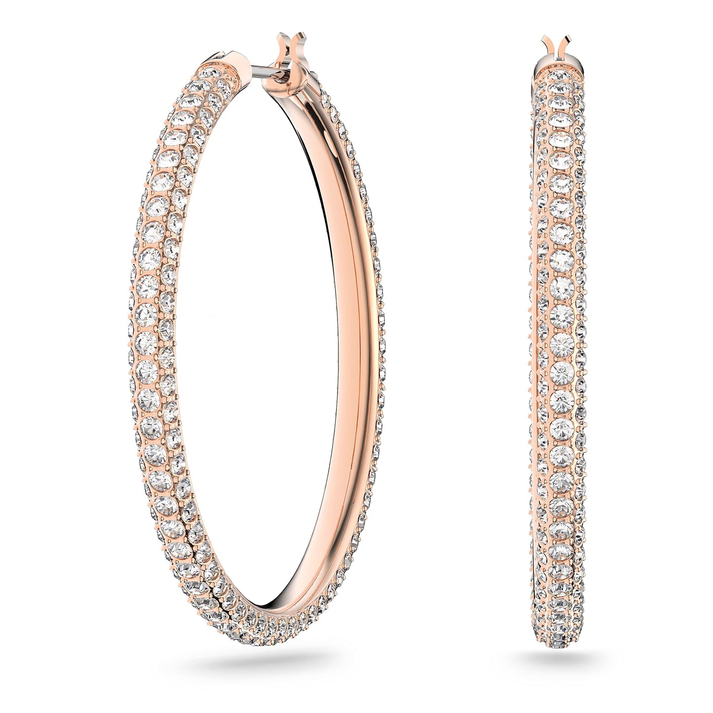 Swarovski Dextera Women's Hoop Pierced Earrings with Pink Crystals in a Rose-Gold Tone Finished Setting